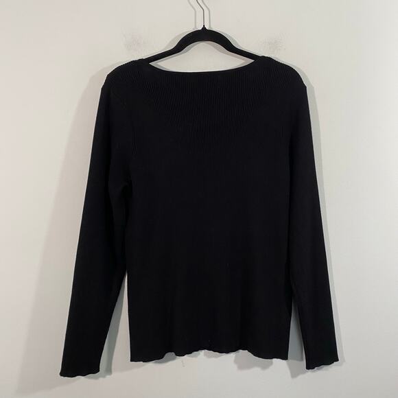 Calvin Klein Black Ribbed Chain Link Detail Retro Y2K Long Sleeve Sweater Sz XL - Picture 10 of 10